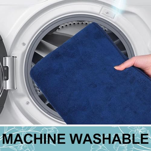 Image of Smiry Memory Foam Bath Mat 30x20, Extra Soft and Absorbent Bathroom Mats, Non Slip Washable Carpet for Floor, Shower and Tub, Navy Blue