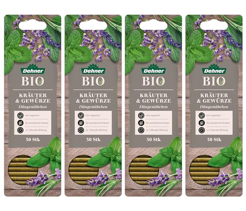 Dehner Bio Düngestäbchen für Kräuter / Gewürze, Spezialdünger, hochwertiger Dünger, organischer NPK-Dünger, 4 x 30 Stück (120 Stück)