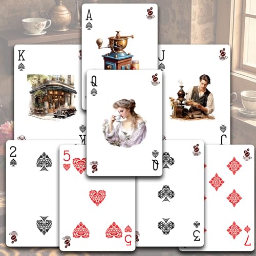 Baraja de Poker Retro Estilo Coffee Theme Verde miniatura 3