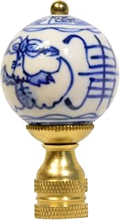 Blue White Asian Longevity Porcelain Ball Finial