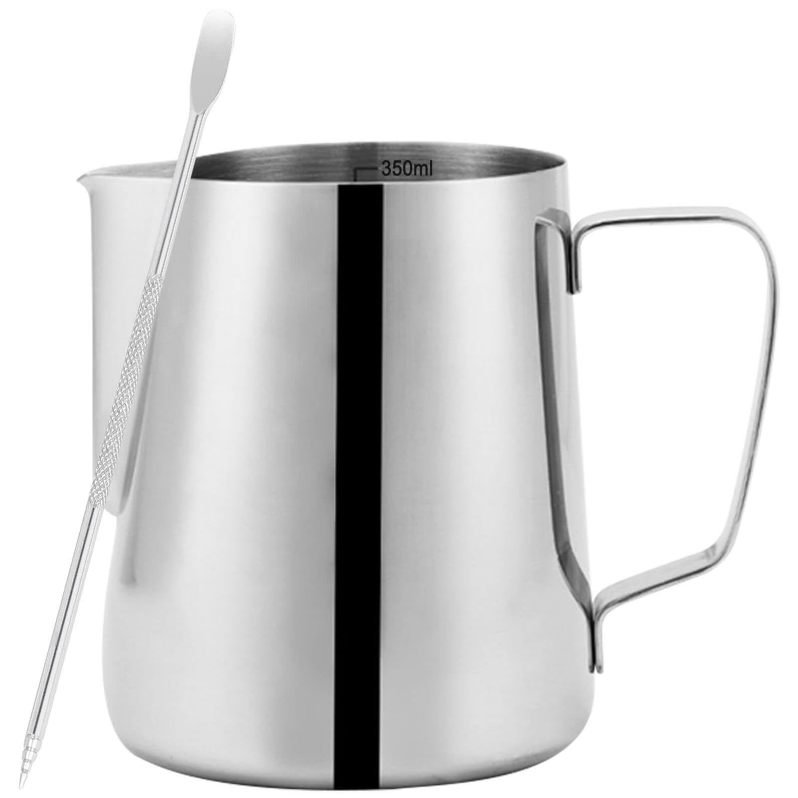 Milk Jug Stainless Steel 350 ml Stainless Steel Milk Jug with Measurement Including Latte Art Pen