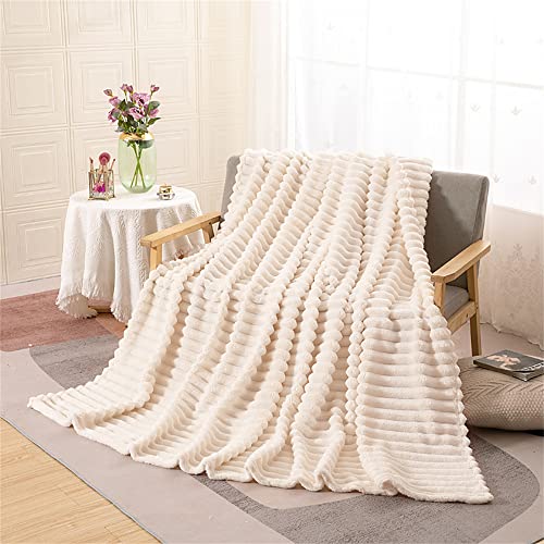 ENEN Couverture Plaid Canape Polaire Douce Flanelle Jeté de Canape Doux pour Chambre Sofa lit Fauteuil pour Adultes et Enfants (100x150cm, Beige)