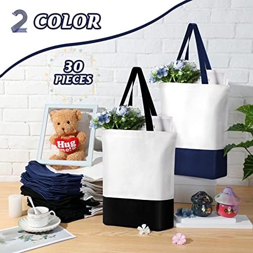 30 Pcs Canvas Tote Bag Bulk Reusable Grocery Shopping Bags