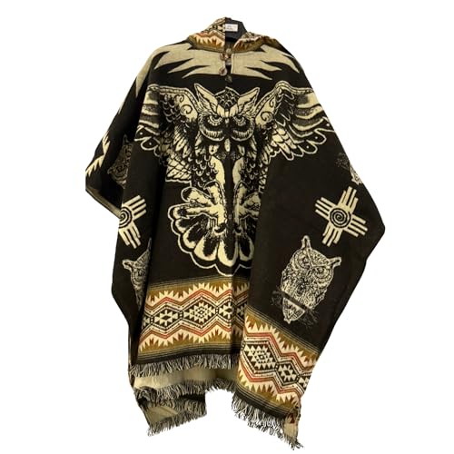 Gamboa Premium Alpaga Laine Poncho Homme Mexicain Polaire Manteux Automne Hiver