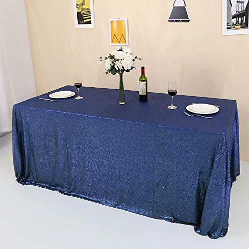 GFCC Pailletten-Tischdecke, glitzernd, für Partys, Hochzeiten, Bankett, Weihnachten, rechteckig, Tischdecke mit Glitzerkuchen 60x120-Inch Marineblau Cover
