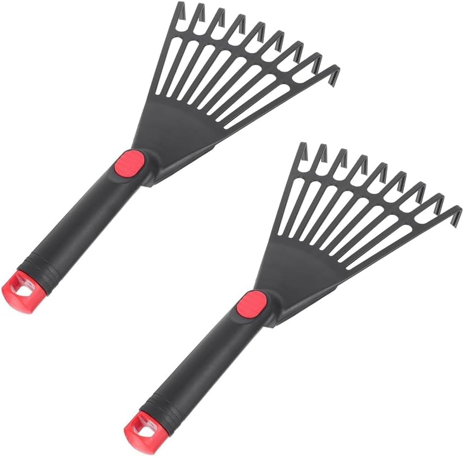 2 Piezas Rastrillo de Mano para Jardín, Rastrillos para Hojas de Jardín Portátiles, Rastrillo Pequeño para Hojas para Patios, Jardines, Balcones, Paisajismo