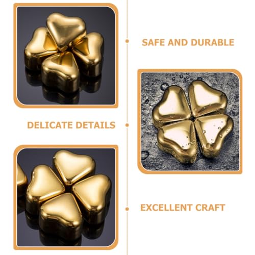 Piedras para whisky de diseño de corazón dorado con acero inoxidable 4