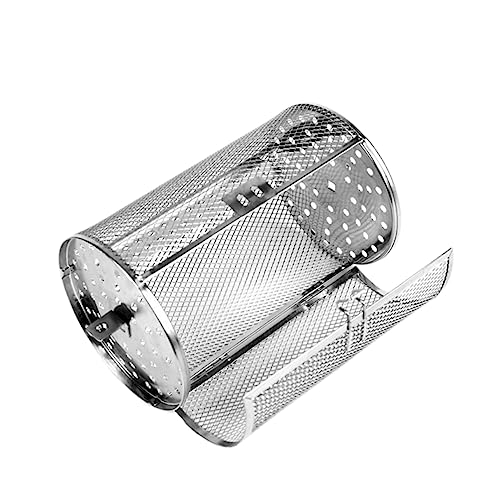 Kisangel Grilling Accessories Rolling Barbecue Cage Electric Roaster Pan Lid Roaster Drum for French Fries Corns