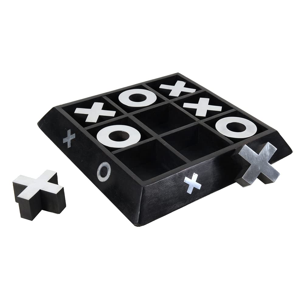 Old Modern Handicrafts Gioco X-O in legno/alluminio - Set Tic-Tac-Toe - Una graziosa aggiunta all'arredamento della tua casa - 11,3 L x 11,3 L x 2,5 A pollici