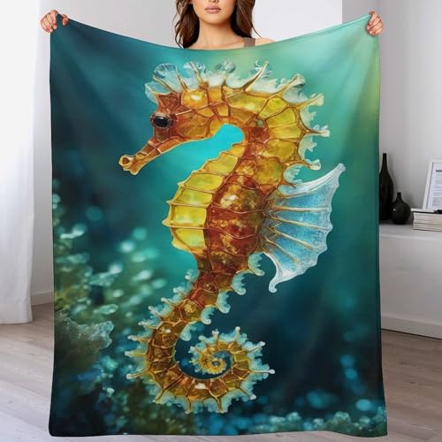 Couverture polaire hippocampe couverture duveteuse douce légère 180x200cm