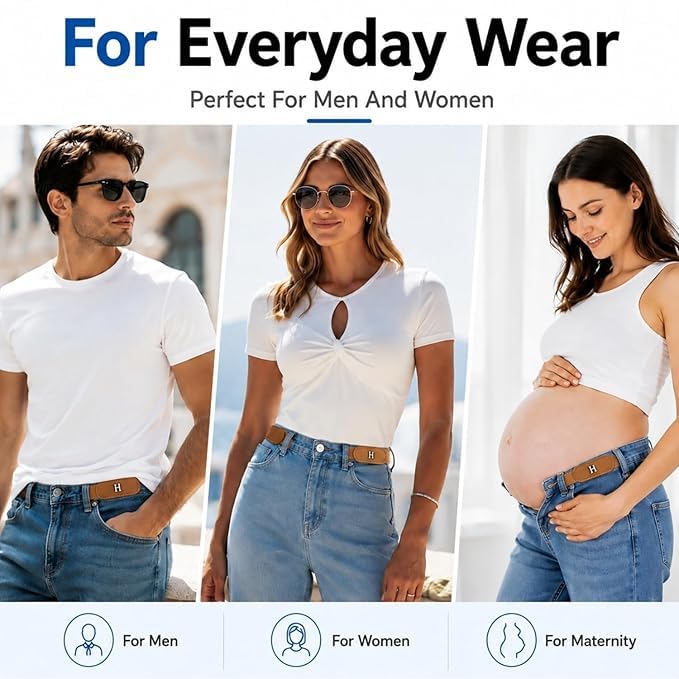 Image of Buckleless Belt Hook Tactical Metal Hook Elastic Belt Unisex Buckle-Less Invisible Waist Belts for Work & Edc, Buckle Less Belt