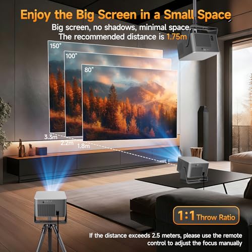 Image of Smart Projector with Google TV, 4K Support Portable Mini Projector with Wifi and Bluetooth, Auto Focus & Obstacle Avoidance, TV Stick, 650 ANSI & Voice Control, HY350GT Home Theater Proyector Outdoor