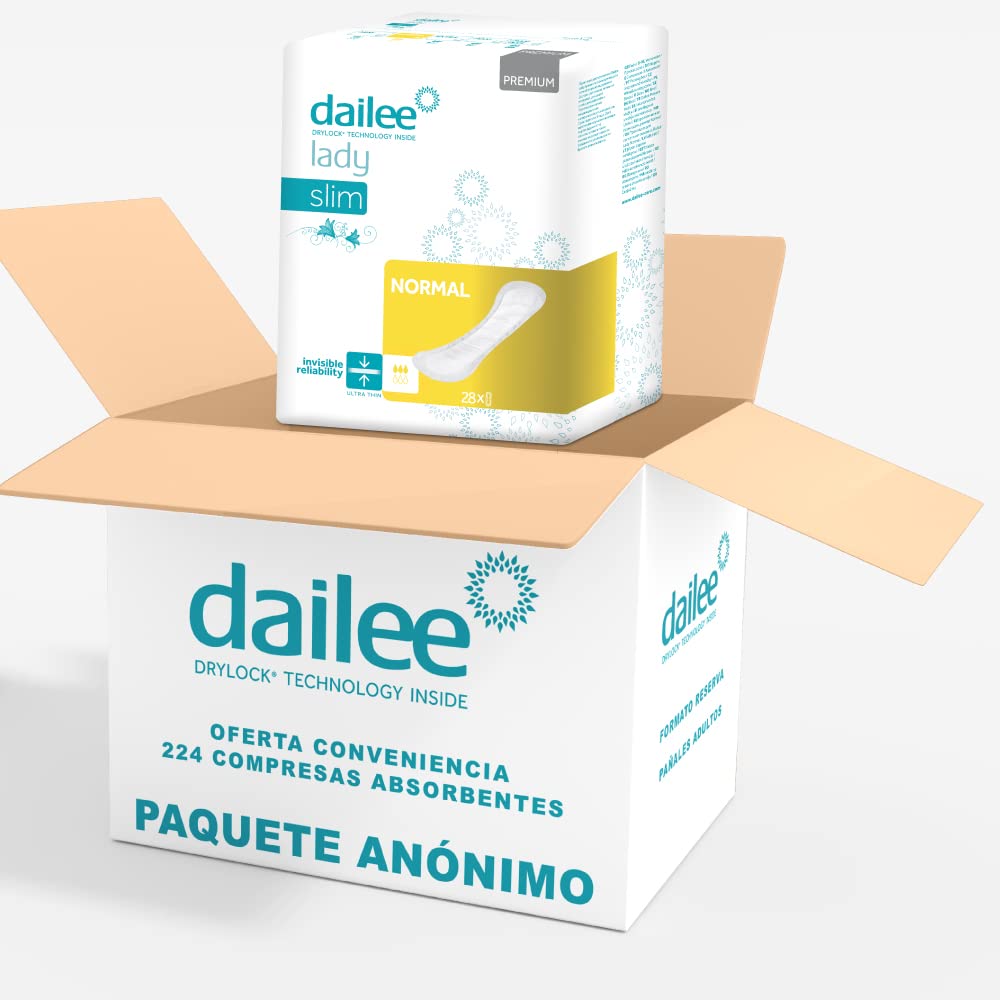 Dailee Lady Normal - 224x Compresas Incontinencia Mujer - Absorbente para Pérdidas de Orina - 224 Absorbentes - Paquete Mensual
