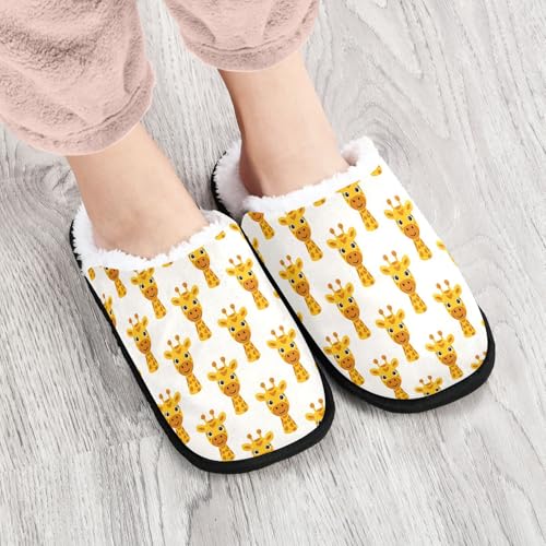 Women's Men's Fuzzy Slippers Cozy House Shoes Travel Warm Giraffe Slippers3