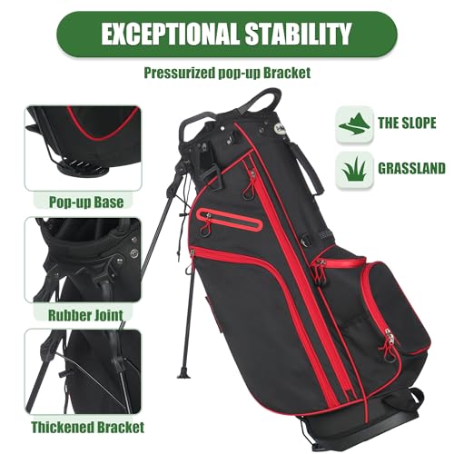 1GoTo-G 7-Way Golf Stand Bag - Lightweight Golf Club Bags with USB Charging Port, Full-Length Dividers, Cooler, Includes a Golf Accessories Storage Bag & Rain Hood for Men Women
