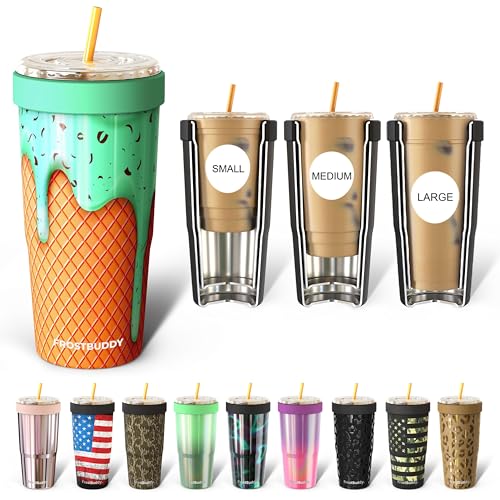 Frost Buddy Togo Buddy 30 oz Stainless Steel Vacuum Insulated Tumbler To Go Coffee Cup – Iced Coffee Cups, Iced Coffee Sleeve, Travel Mug Thermal Cup for Hot & Cold Drinks Dunkin Cup (Mint Chocolate)