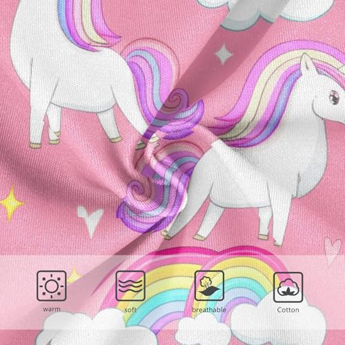 Cute White Unicorns Rainbow Pink Kids Underwear Girls, Toddler Briefs, Girls Cotton Underwear, 2–8 Years3