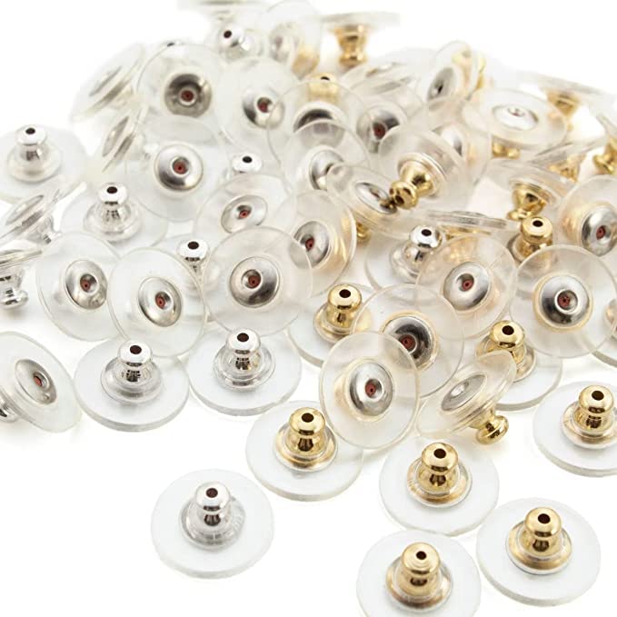meryCraftmeryCraft Golden and Silver Earring Backs Stopper Earnuts Stud Earring Rubber Back Supplies for Jewelry Findings Making Accessories Gold & Silver(15 pcs Each) MCI-STPR-009