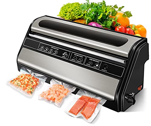 Vacuum Sealer Machine, Automatic Vacuum Sealer, Food Sealers Vacuum Packing Machine, ETL Listed Commercial Vacuum Sealer Machine, Double Seals, Built-in Cutter,