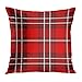 NA poszewka na poduszkę retro abstrakcyjny wzór w kratę w kolorze bordowym czerwonym i białym kraciastym vintage obramowanie dekoracyjna poszewka na poduszkę wystrój domu kwadratowa poszewka na poduszkę