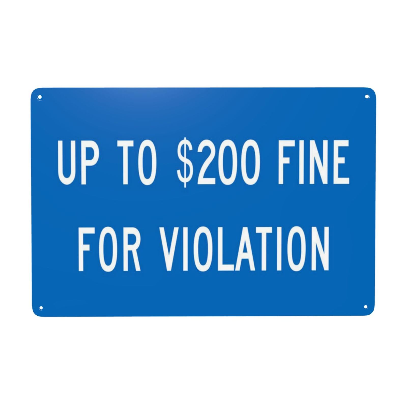 SMAZDFXX Handicap Parking Sign, Up To $200 Fine For Violation Metal Signs, Cautions Security Tin Sign, Safety Warning Signs, Street Business Wall Decor 8"x12"