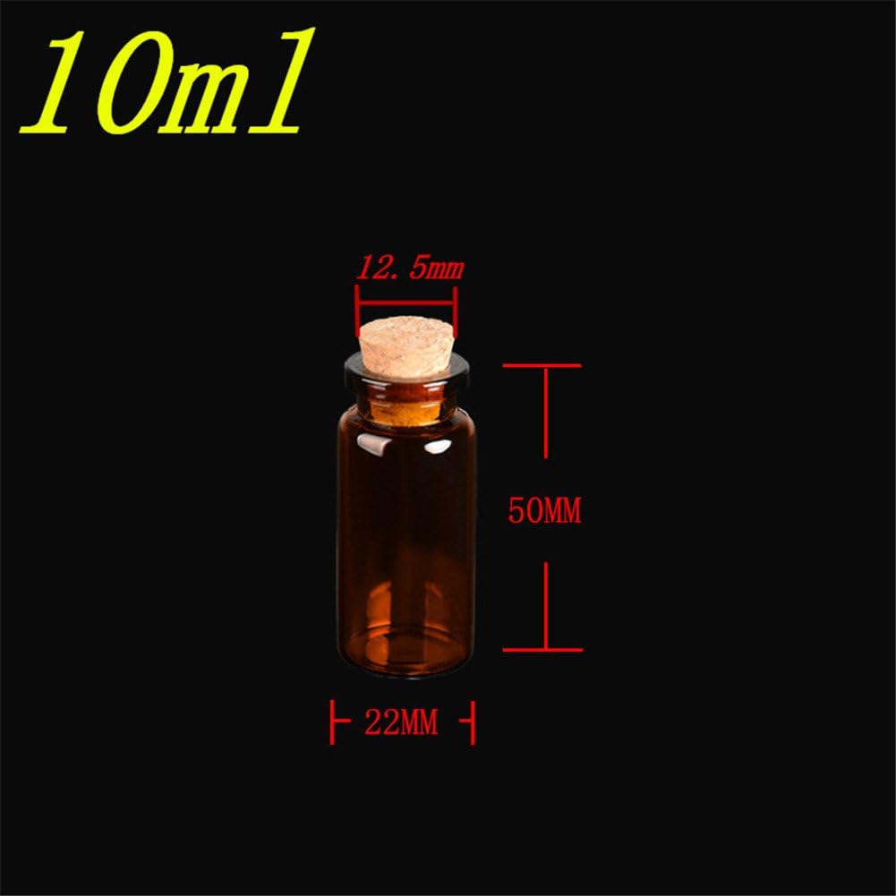 50units 10ML Amber Glass Vials with Cork Empty Brown Tiny Glass Jars Mini Glass Bottles Vials Jars Containers (50, 10ML)