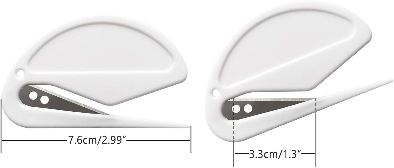 3 Pack Letter Openers Envelope Slitters, Plastic Mail Opener with Blade Paper Knife, Pure White