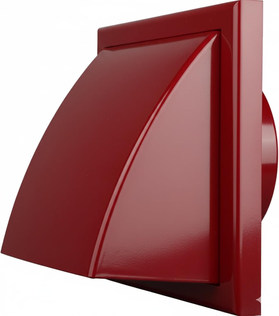 Vents Uk Cottage Red Vents 100Mm External Cowled Grille – 155 X 155Mm Diameter Cowled Grille With Gravity Flap For Extractor Fans & Ventilation Ducting