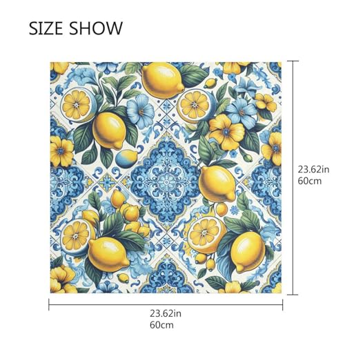 Watercolor Lemon Tile Silk Scarf Women's Fashion Square Satin Headscarf Neck Scarf Head Hair Wraps 23.6 Inches2