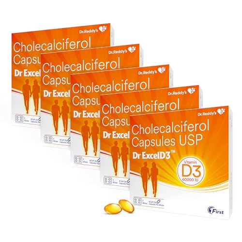 Image of Dr ExcelD 3 From Dr. Reddy's | Vitamin D3 60000 Iu For Bone /Joint /Mental Health And Healthy Heart For Men & Women| 4 Capsules * Pack Of 5
