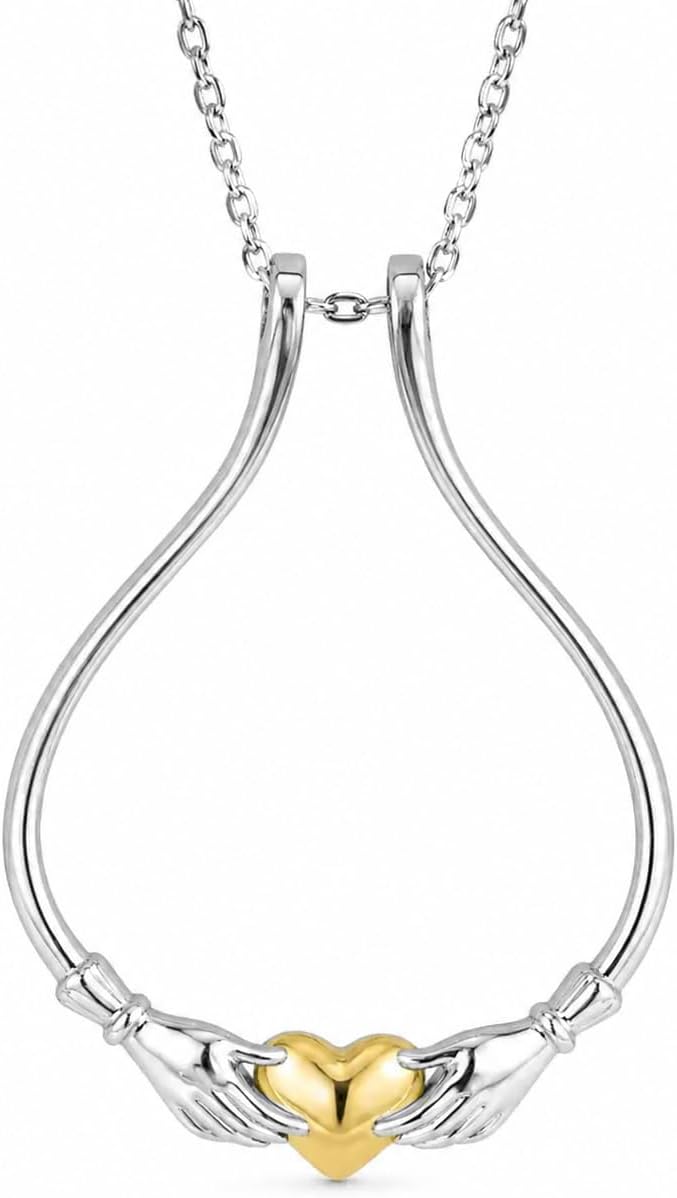 925 Sterling Silver Irish Heart & Crown Ring Holder Necklace for Women, Wedding Band Keeper Pendant, Engagement Jewelry Holder, Gift for Wife, Nurse, Healthcare Worker