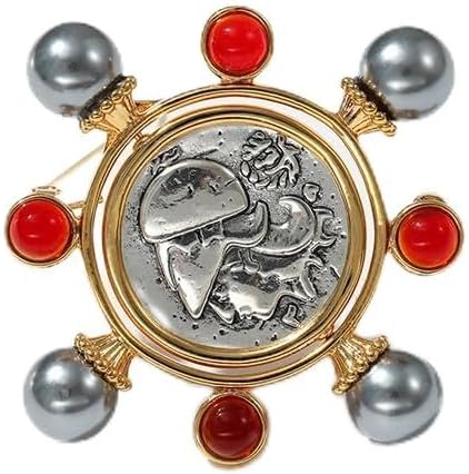 Brooch art retro asymmetrical red glass pin suit anti-exposure accessories