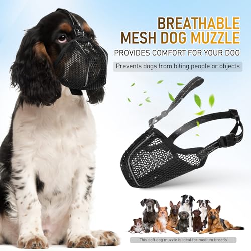 VICASKY Netzmaulkorb für Hunde Verstellbarer Beisschutz aus Meshgewebe Atmungsaktiv und Komfortabel zum Schutz vor Kauen und Beißen Wiederverwendbar und Einfach zu Reinigen