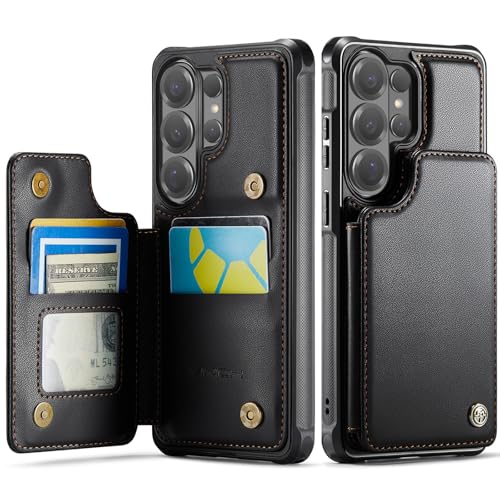 Vinich for Samsung Galaxy S26 Ultra Wallet Case with Card Holder RFID Blocking Credit Slots Kickstand Shockproof Phone Cover for Women Men Black