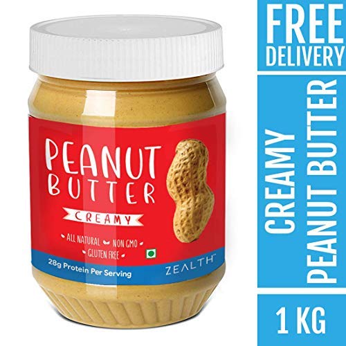 Zealth - Creamy Peanut Butter | Unsweetened | Natural | Non GMO | Vegan | Gluten Free - 1kg
