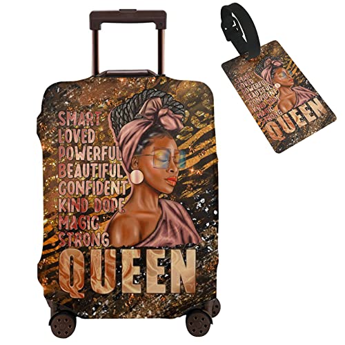 Image of Travel Suitcase Protector African American Girl Elastic Protective Washable Luggage Cover With Concealed Zipper Suitable For 18-32 Inch, Color-5, M (for 22--24 inch luggage)