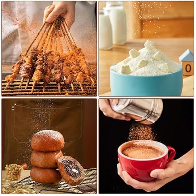 Powdered Sugar Shaker Duster Stainless Steel Powdered Sugar Fine Mesh Shaker with Lid for Cinnamon Flour Salt Pepper Powdered Sugar baking soda Cocoa Cornstarch Coffee Flour