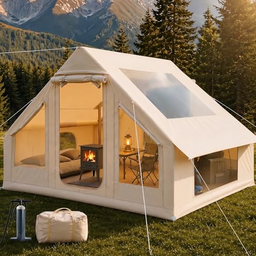 Inflatable Camping Tent, 5-Minute Setup, 4-6 Person Family Tent