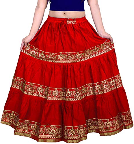 Image of Kurti Skirts Woman /Girl Traditional Ethnic Embroidery Floor Length Rayon Long Skirt for Causal