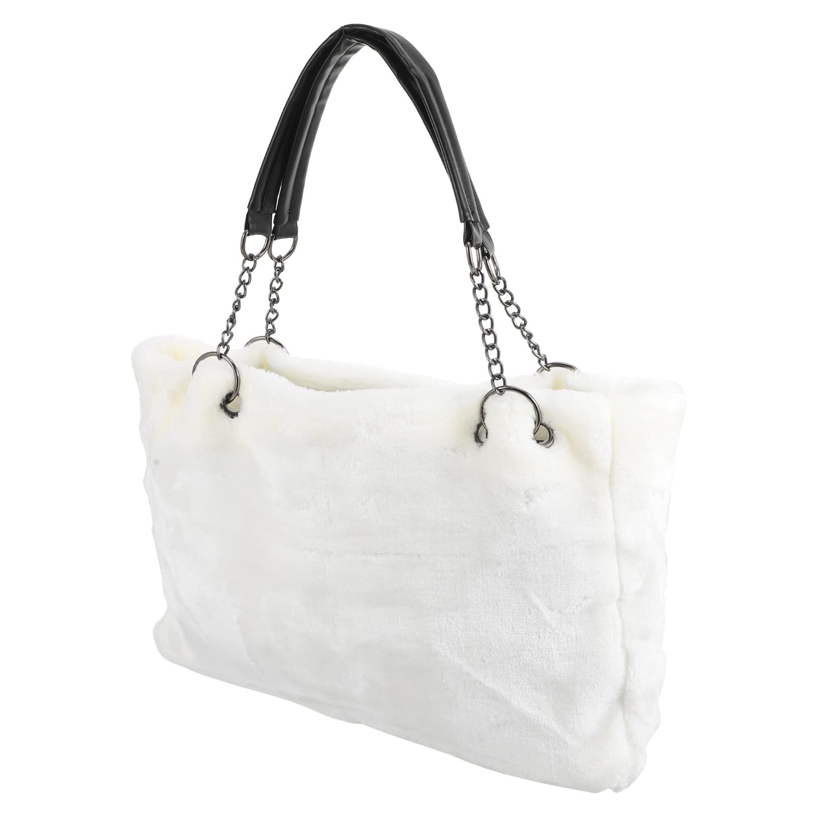 SOIMISS Bolsa de Asas Elegante Bolsa de Asas de Peluche Bolso de Cadena Bolso Fuzzy de Gran Capacidad para Compras Ourdoor