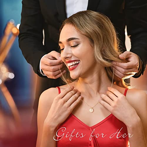 Initial Necklaces For Girls Gifts, 14K Gold Filled Personalized Pendant A Letter Necklace Girls Jewelry Tiny Double Side Engraved Disc Initial Necklace Romantic Birthday Gifts For Girls Women Teens #TOP2