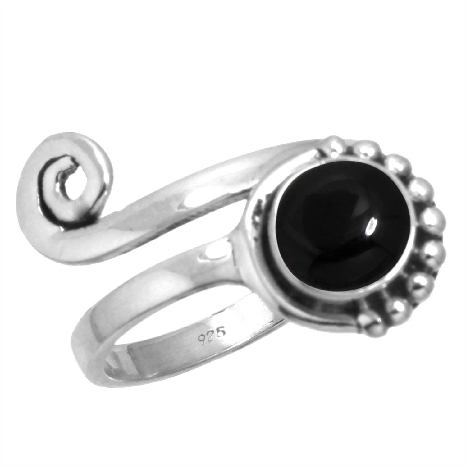 Genuine 925 Sterling Silver Handmade Body Jewelry Round Agate, Onyx, Tiger Eye, Crystal Natural Gemstone Boho Toe Ring For Women-image-11