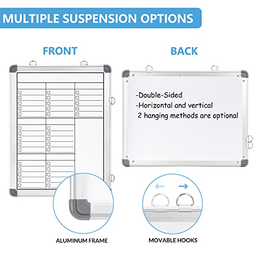 Lucycaz Weekly Dry Erase Board, 16" X 12" Magnetic Dry Erase Board For Wall, Hanging Double-Sided To Do List Whiteboard, Small Weekly Planning Board For School, Home, Office #TOP1