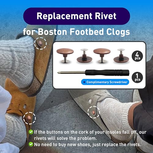 KOTESLLOE Replace Rivets for Suede Cork Clog Potato Shoes with Screw Driver, Replacement Rivets Button for Boston Clogs Shoes, Easy Installation Compatible with Footbed Clogs Repair Parts, Women Men2