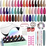 VANREESA Gel Nail Polish Set with Lamp Starter Kit 24 Colours Nude Pink Red Brown Complete Gel Nail Kit for Beginners U V Nail Polish Set Salon Set Manicure Tools Gifts for Women