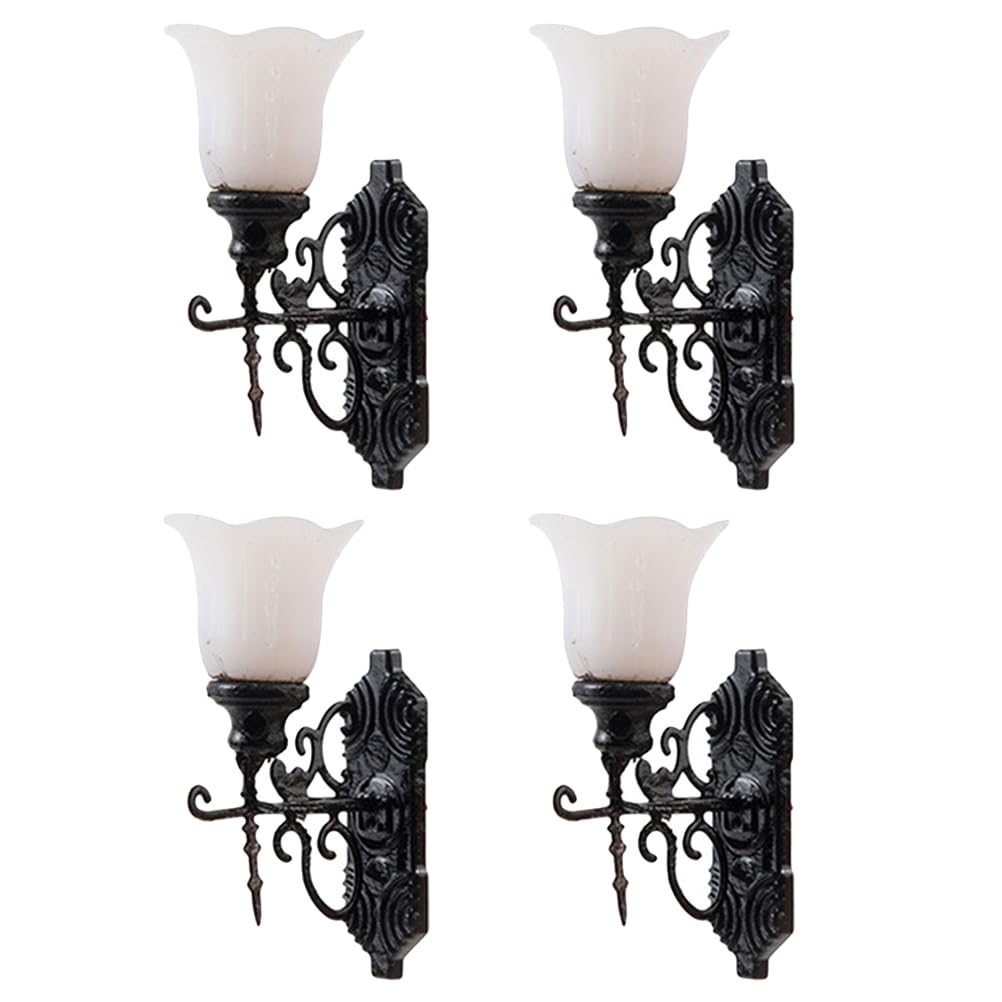 Yardwe Miniature Wall Lamp Model 1 12 Scale Dollhouse Accessory Mini Wall Lights for Table Sandtable Landscape Decor Set of 4