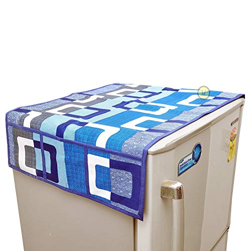 Image of Yellow Weaves� Exclusive Fridge Top Cover and 2 Handle Covers - (Blue Color)