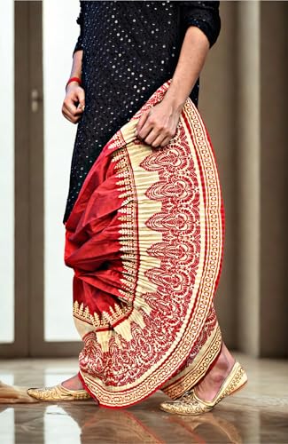 Image of Men's Ready to Wear Pant System Printed MAYUR PUCHHA Dhoti for Marriage, Pooja, Festival etc.(GC010)