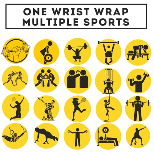 Image of Muscleape Wrist Wraps for Gym | SuperFabric Strength Support Straps for Heavy Lifting, CrossFit & Powerlifting | Adjustable Compression Wrist Support for atheletes- Superb Workout Wrist Stability & Protection. (Bumblebee, 20 Inches)