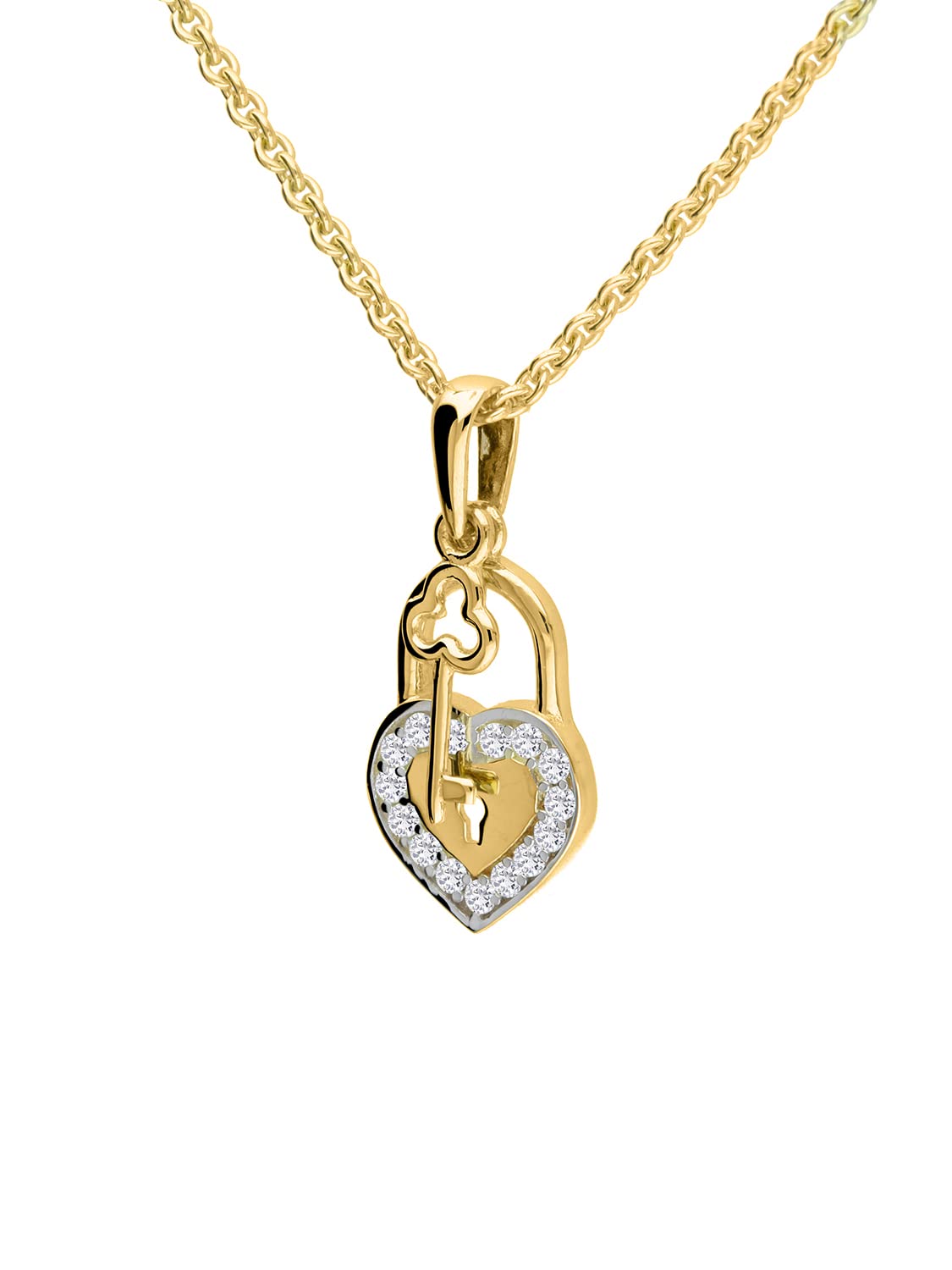 My Gold Damen Herzkette Kette Mit Anhänger Gold Echtes Gelbgold 333/750 (8/18 Karat) Zirkonia Herzform 20mm x 9,5mm Halskette 45cm Renee Set
